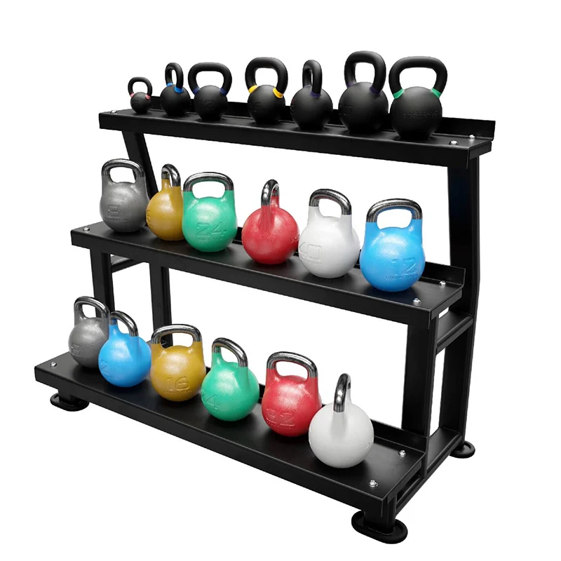 Fitness commercial gym bodybuilding equipment 3 layer kettlebell storage rack