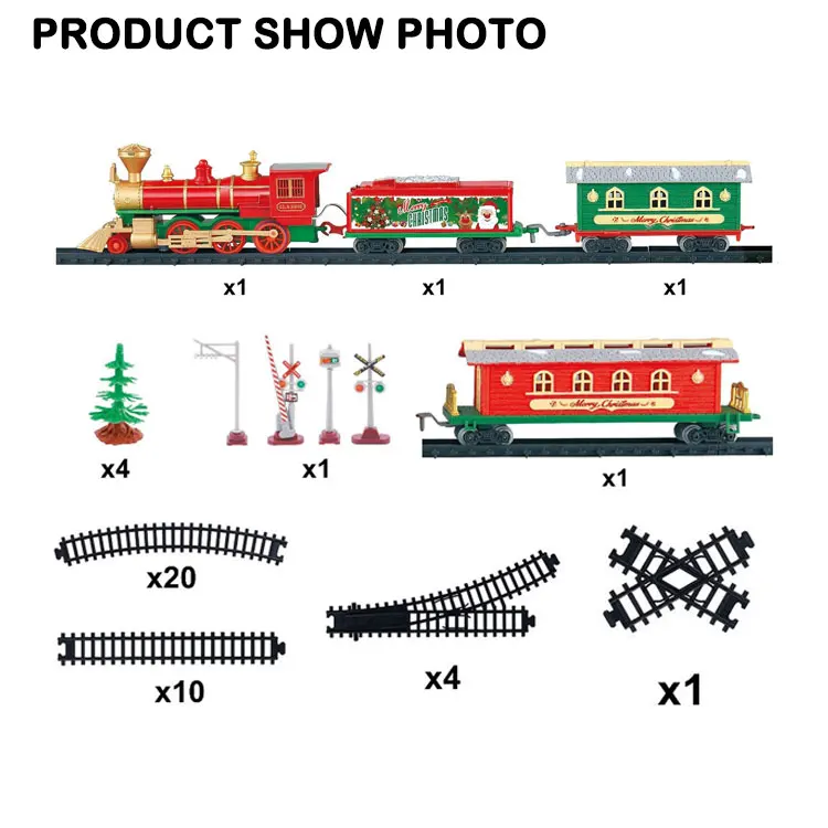 Классические электрические игрушки, набор рождественского поезда с звуком и светом