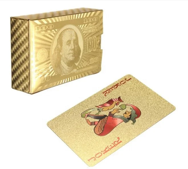 
Durable Waterproof Playing Cards 24k gold foil plated poker card 