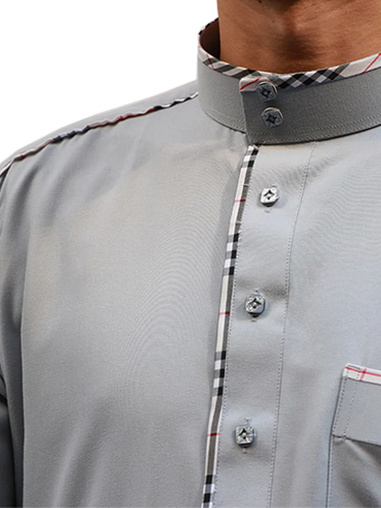 Middle East Islamic Full length  Clothing  Dubai  kaftan Muslim Buttons  polyester  Mens Thobe