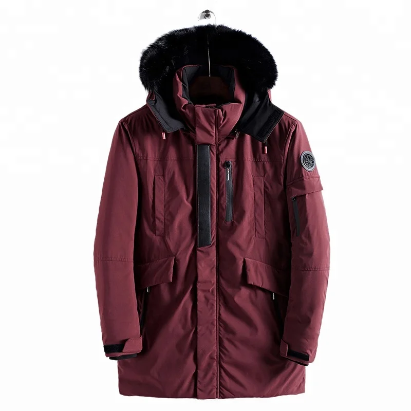 MOQ 1 Wholesale Windbreaker Long Fashion Fur Hooded Men Winter Parka