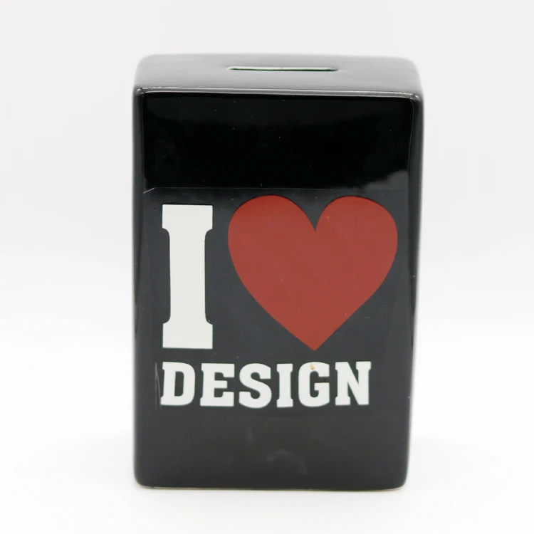 
Cute ceramic doll custom mini atm money box for kids 