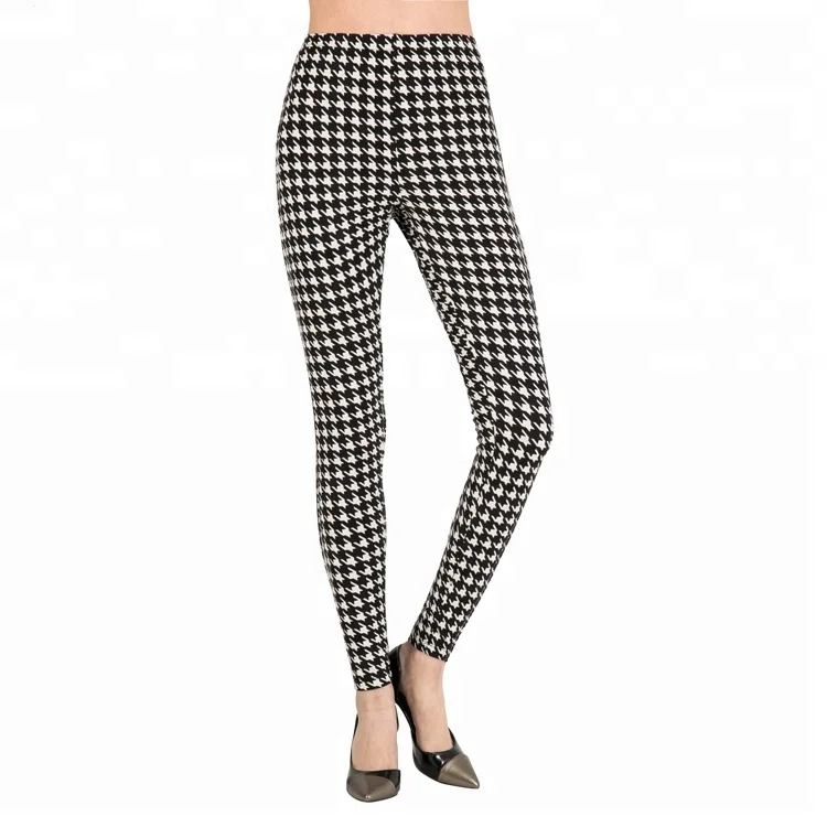Factory Top saling female slim bodybuilding long tight houndstooth milk silk polyester loose soft leggings