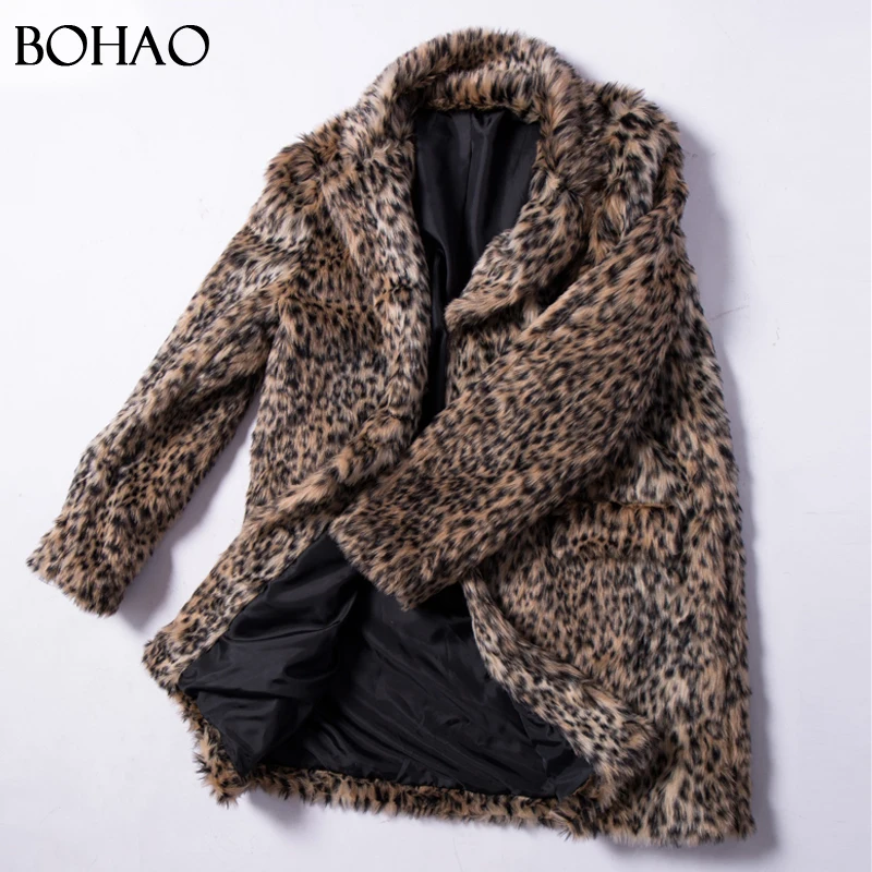 
2017 New Fashion Thick Leopard Fake Fur Coat Women 