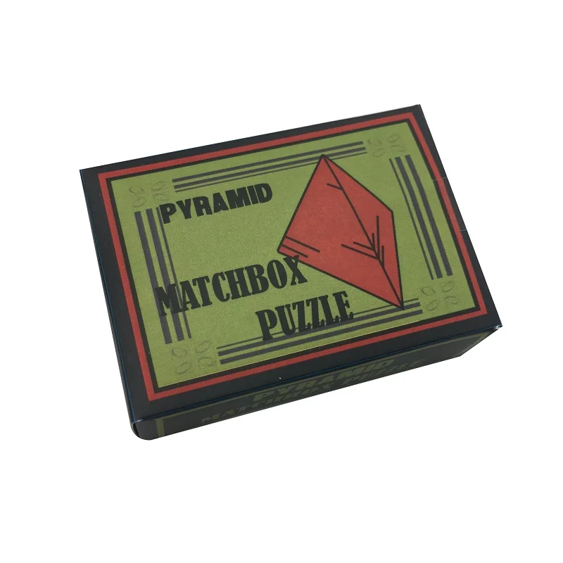 New promotion  educational toys mini wooden and metal brain teaser game  traditional match box  puzzle Pyramid