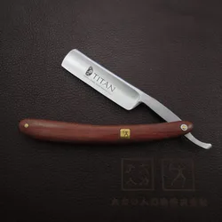 Titan razor mahogany wood handle steel blade shaving straight razor