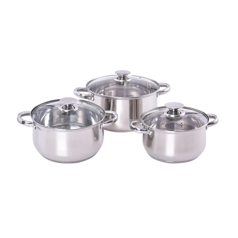 Stock Item 6pcs Stainless Steel Induction Cookware Set Golden Handle Sauce Pot LB-1105-6