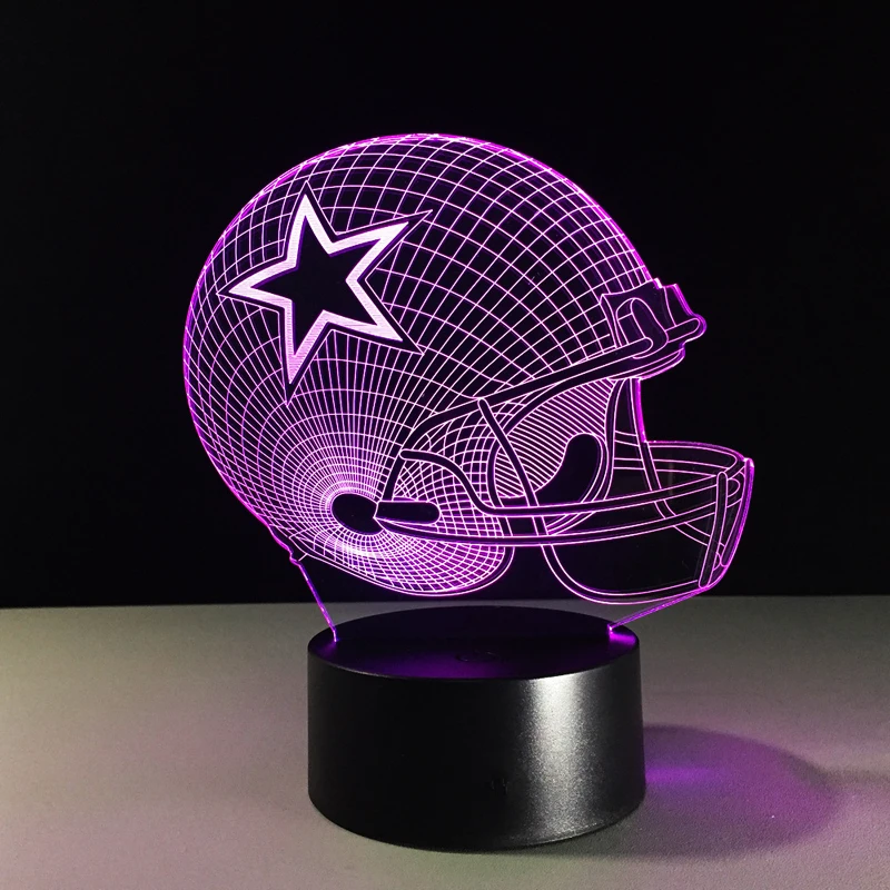 
Dallas Cowboys Helmet lamparas 3d led lamp 7 Colors Change acrylic USB LED Table Lamp Kids Gift Creative Night Lamp Home Decor 