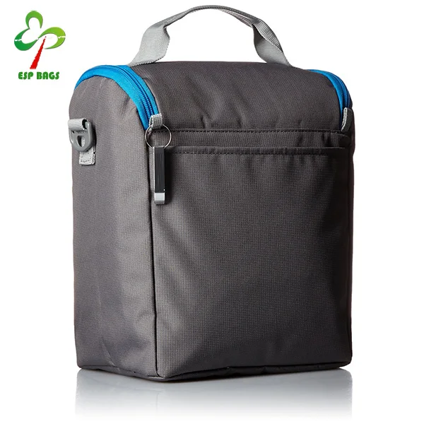 Long pattern high quality small beverage ice cream cooler bag, barrel top zippered closure handle travel ice box