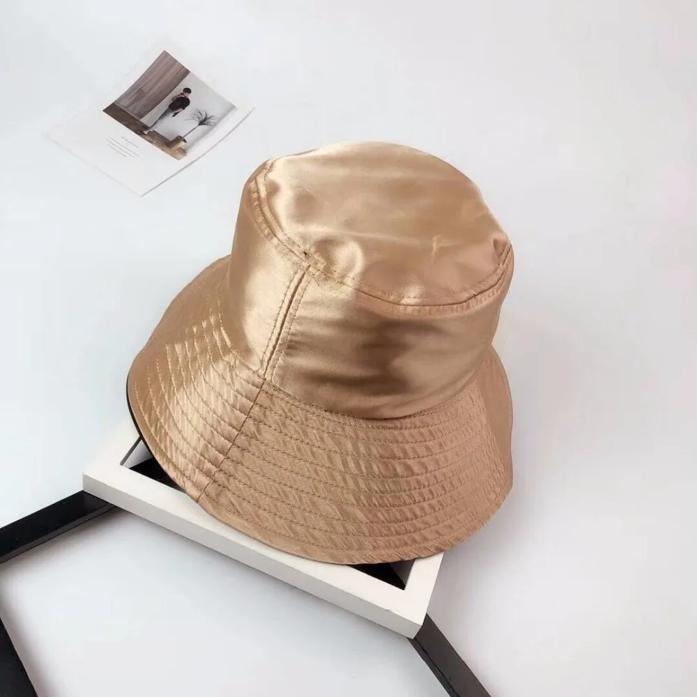 fashion unisex plain basic style solid  satin fabric bucket hat