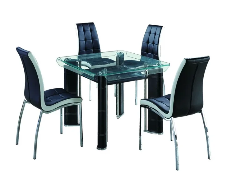 wholesale china 10mm 8 or 10 seater modern cheaper ali crystal glass top dining table set