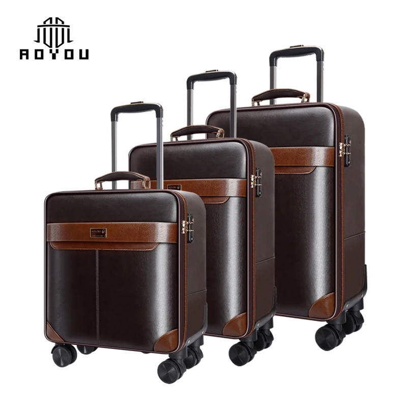 
Hot selling luggage suitcase Polyurethane leather pull rod luggage set pull rod suitcase 3 sets  (62127391847)