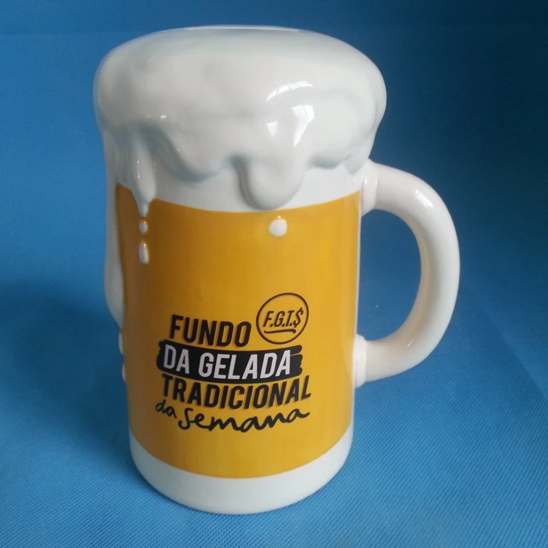 Customized Beer Mug Shape Ceramic Coin Saving Money Box custom made beer mug shape bottle money box