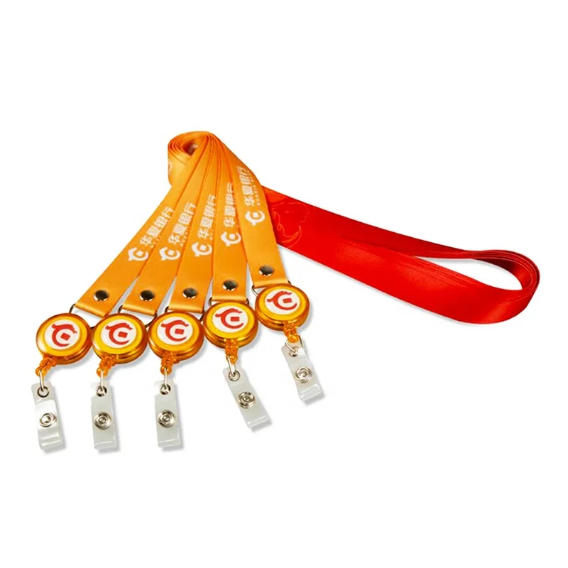 Wholes customized printed logo Lanyard with badge reels screen print your logo