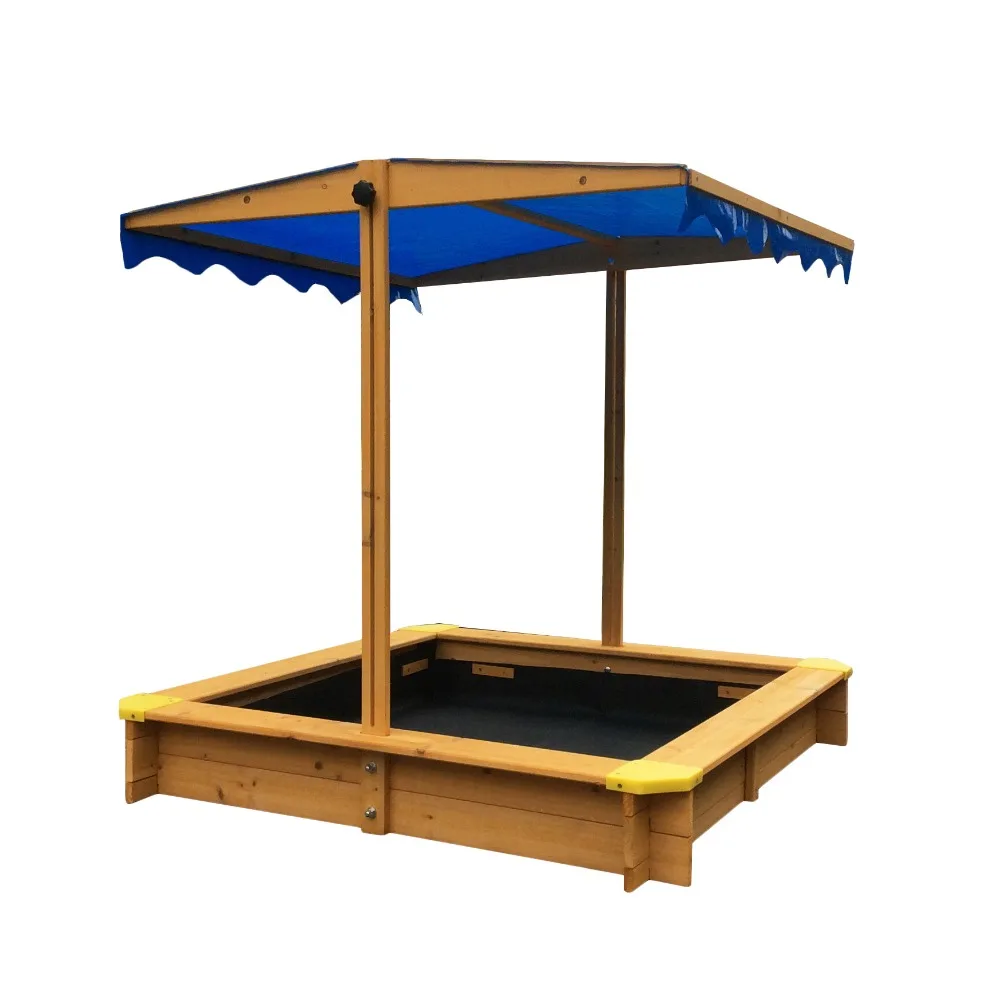 Wooden Sandbox Playground Canopy Wood Kids Sandpit With Bench