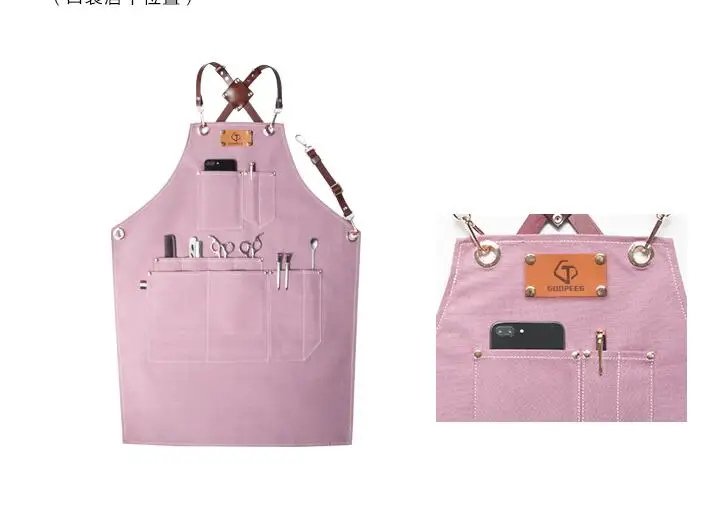 Original hairdresser apron floral gardening nail salon hairdresser western food cafe coffee shop work clothes yellow canvas