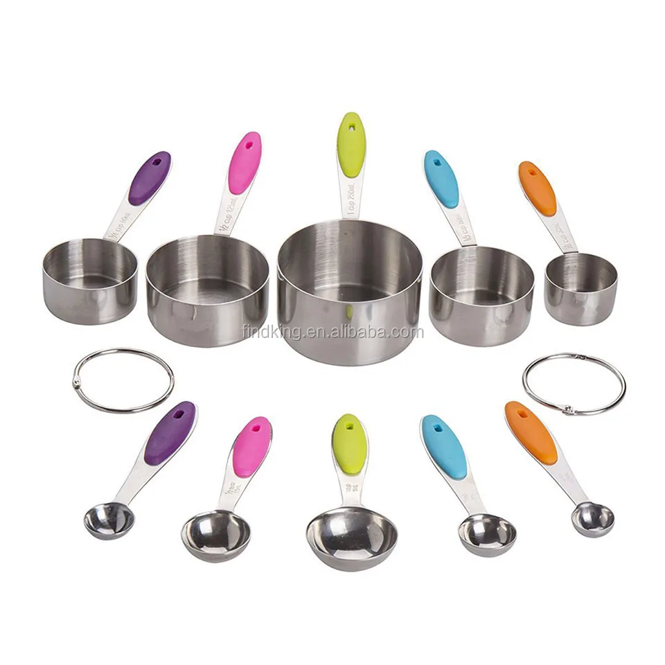 FINDKING 10 Piece Professional Stainless Steel Measuring Cups and Spoons Set