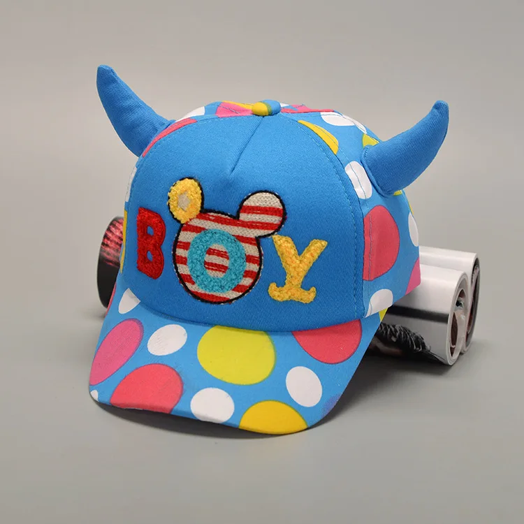 2016 Real Cotton Polyester Unisex New Fashion Children Casquette Hat Cow Horn Baseball Cap Hip Hop