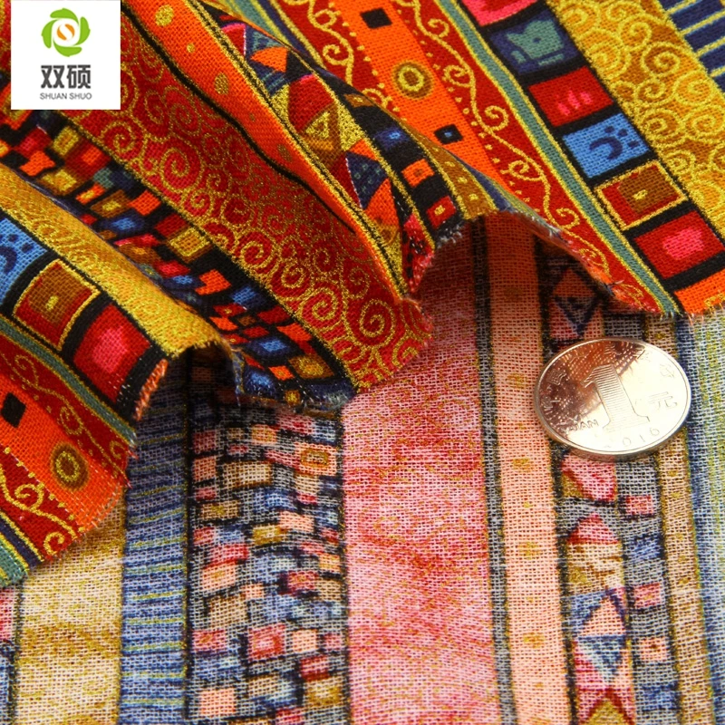 African Design Cotton Linen Fabric Natural Printed DIY Sewing cloth