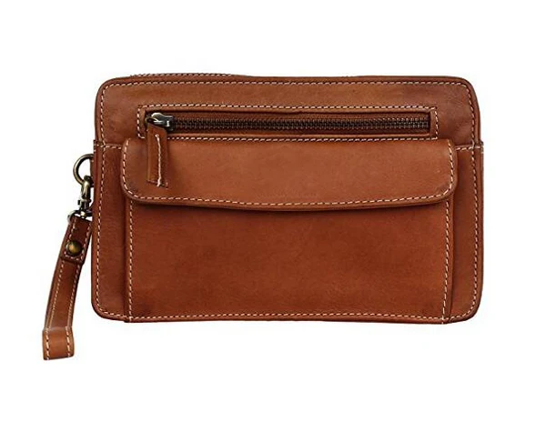 leatherHand Pouch Men Purse Wallet Clutch Wrist Bag