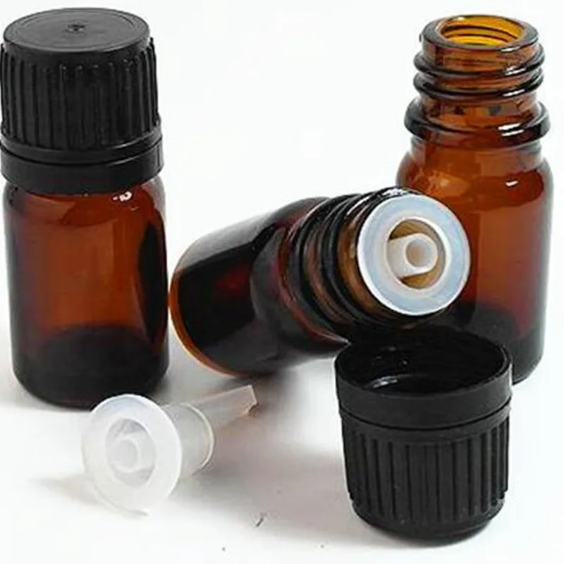 
10ml amber glass essential oil bottle with euro plastic dropper 