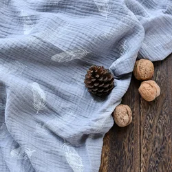 Leaves series easy to sew ultra soft 100% cotton patterned muslin printed fabric for baby