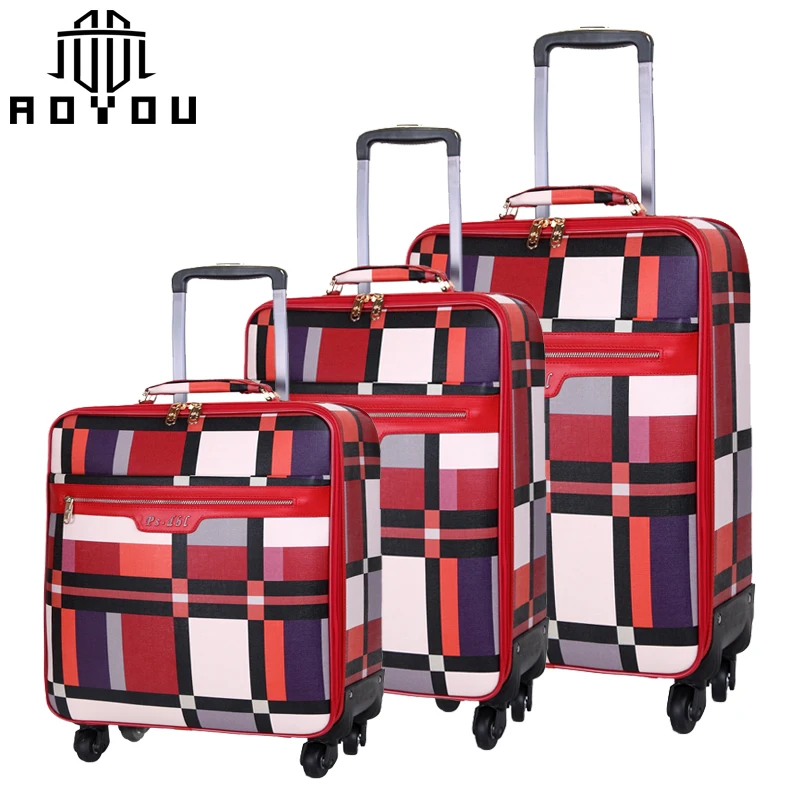 2019 hot-sale 3pcs 16/20/ 24 inch women travel suitcase luggage bag sets cart luggage