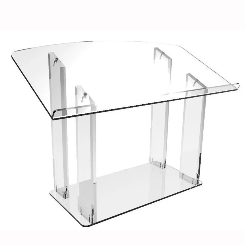 Factory Designs Modern Church Pulpit Acrylic Tabletop Podium Desktop Lectern with Book Support
