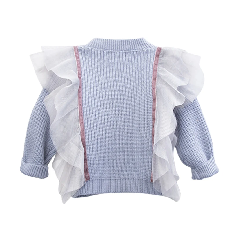 
Lovely new design long sleeve pullover knitted fairy clothing butterfly wings princess little girls sweater 