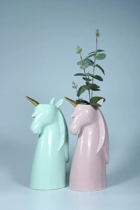 New design unicorn ceramic flower vase