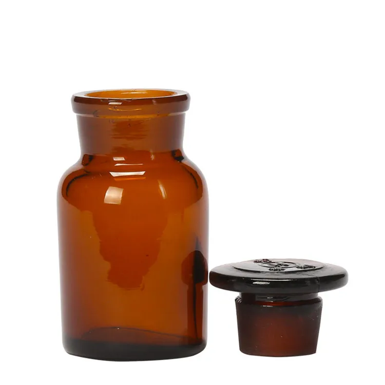 Amber 30ml 60ml 125ml 250ml 500ml 1000ml laboratory glass apothecary bottles with airtight glass stoppers