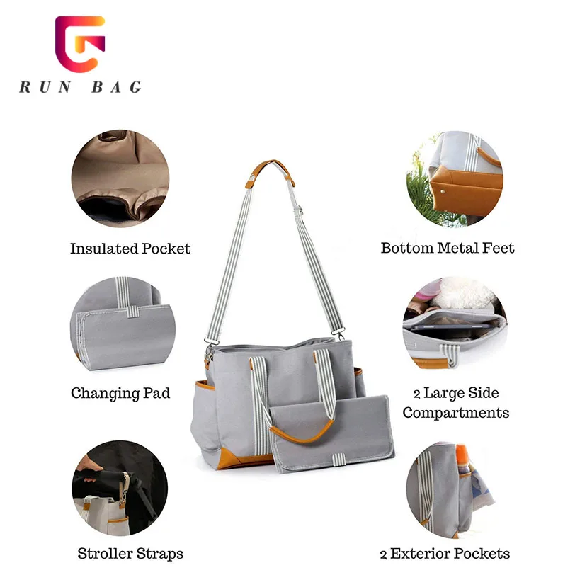 Wholesale Large Capacity Best Baby Shower Gift Tote Bag Canvas Diaper Bag