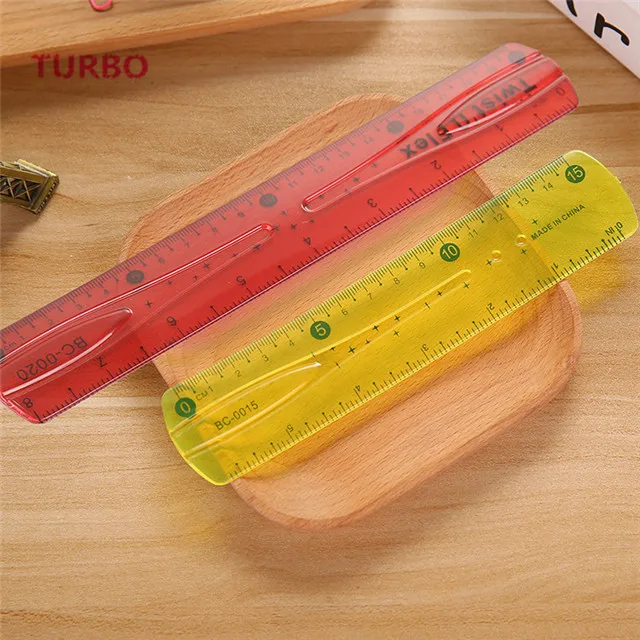 Factory price ODM OEM Office & School Supplies funny stationery Customized logo long straight colorful soft plastic ruler 15cm