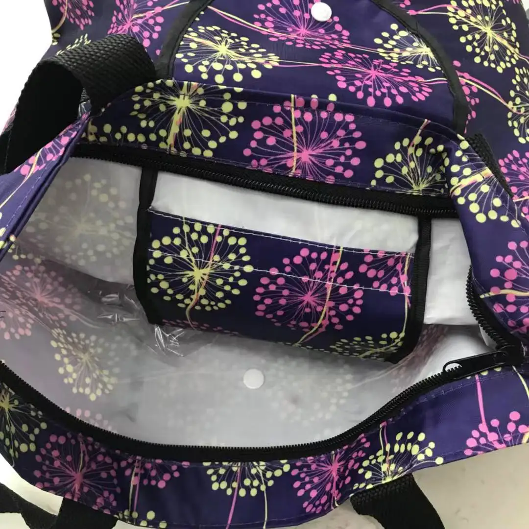 
Reusable 420d Foldable Polyester Shopping Rolling Up bags With Zipper 