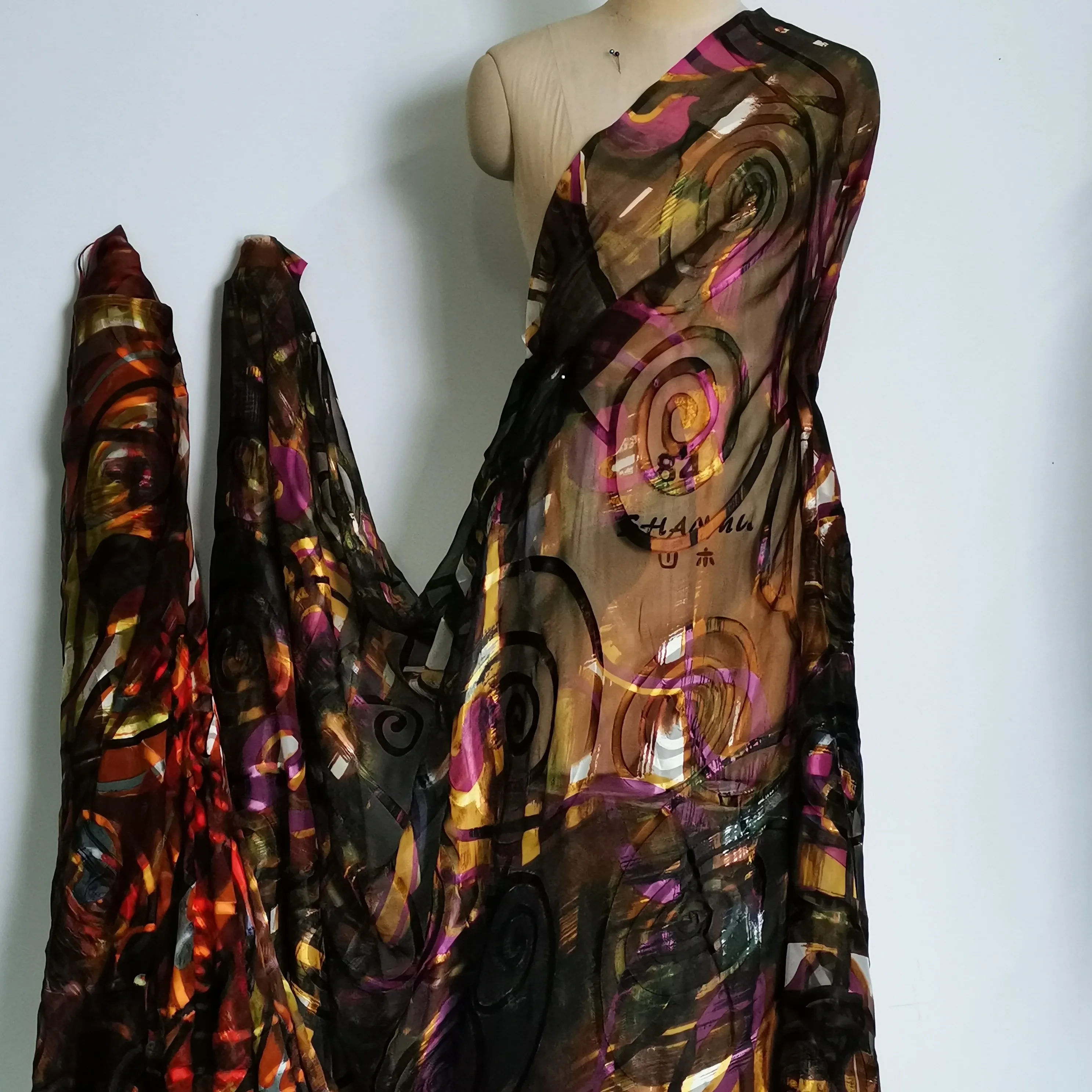 
Printing Burn Out Silk Viscose Satin Fabric 