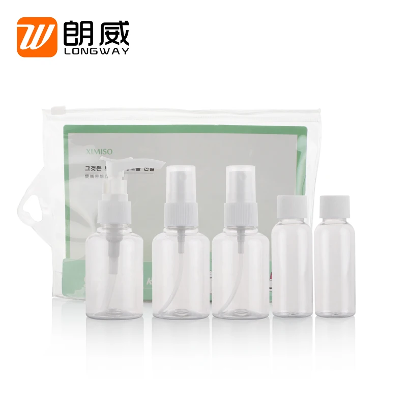 Durable clear ziplock PVC travel repeated use cosmetic makeup travel kit convenient to carry travel bottle