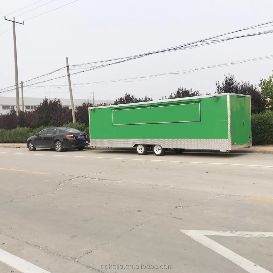Long catering booth refrigerated concession trailer mobile churros food kitchen