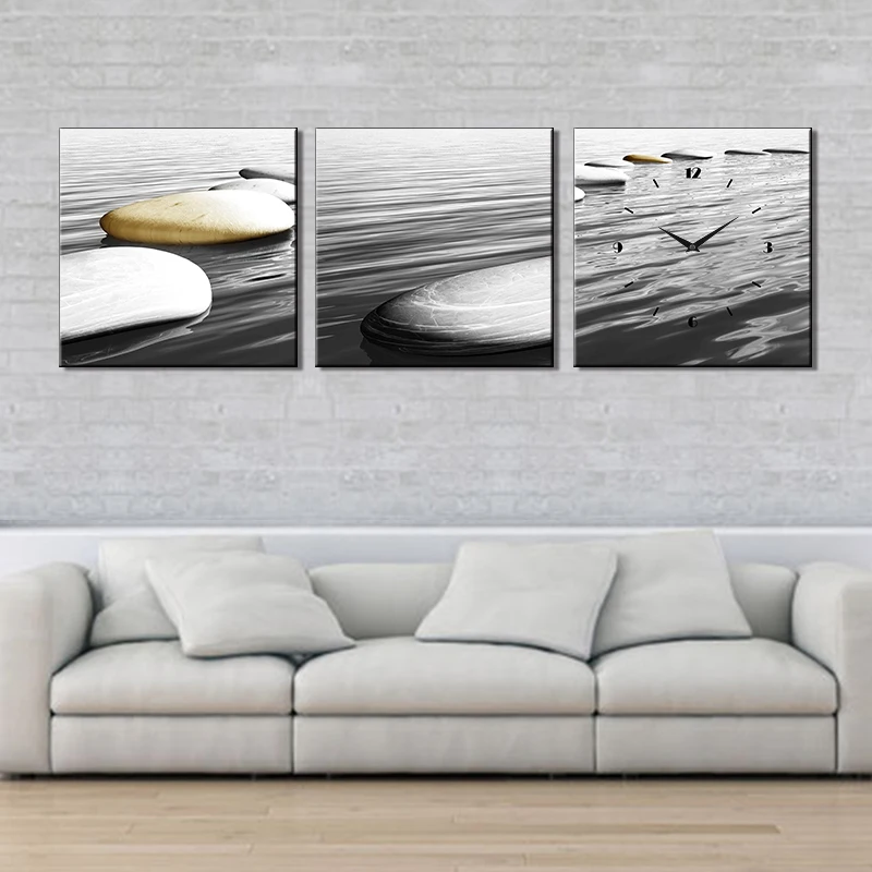 Modern Custom Canvas Picture Wall Clock Nature Picture Canvas Painting Large Wall Clock Wall CLOCKS Quartz Quartz Movement 50pcs