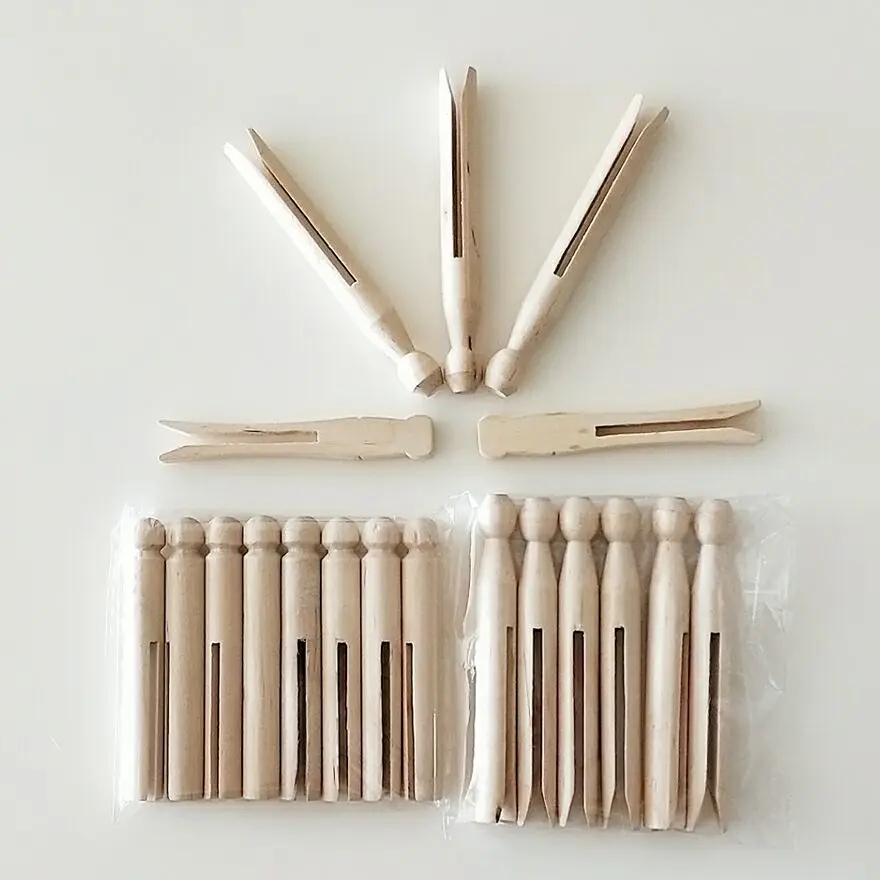 Beautiful wooden clips , wooden bag clips , wooden pegs