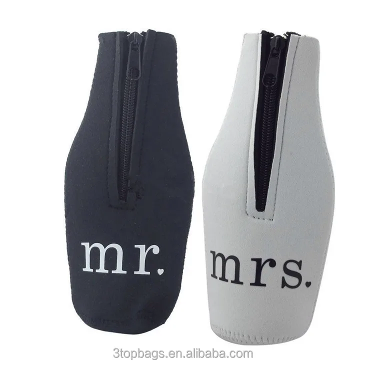 Wholesale Insulated Beer Holder Neoprene Beer Bottle Cooler with Zipper Holder Wrap Bottle Cooler  Water Bottle Sleeve Cover
