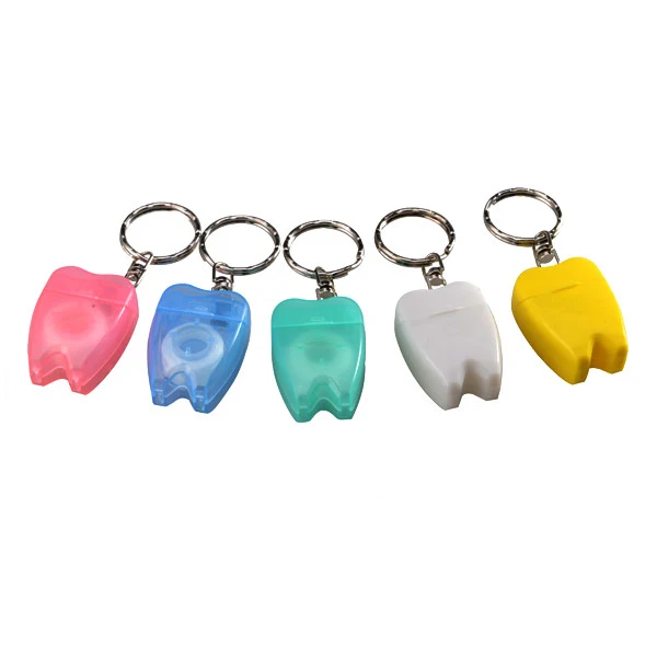 Colorful Tooth Shaped Dental Floss with keychain