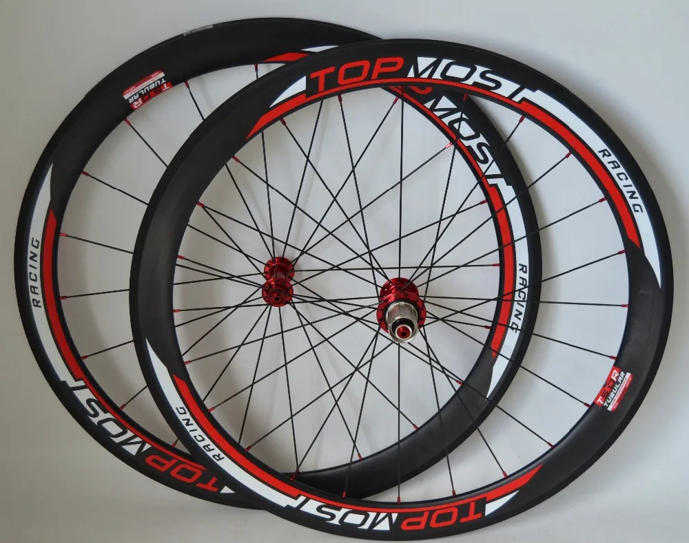 700C TOPMOST 50mm Carbon Road Racing Wheelset 23mm Width Tubular 20/24holes UD Matte