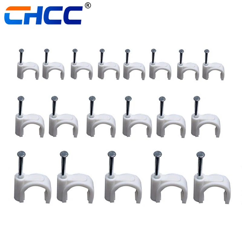 cable clips with steel nail   Plastic round Electric wire hook