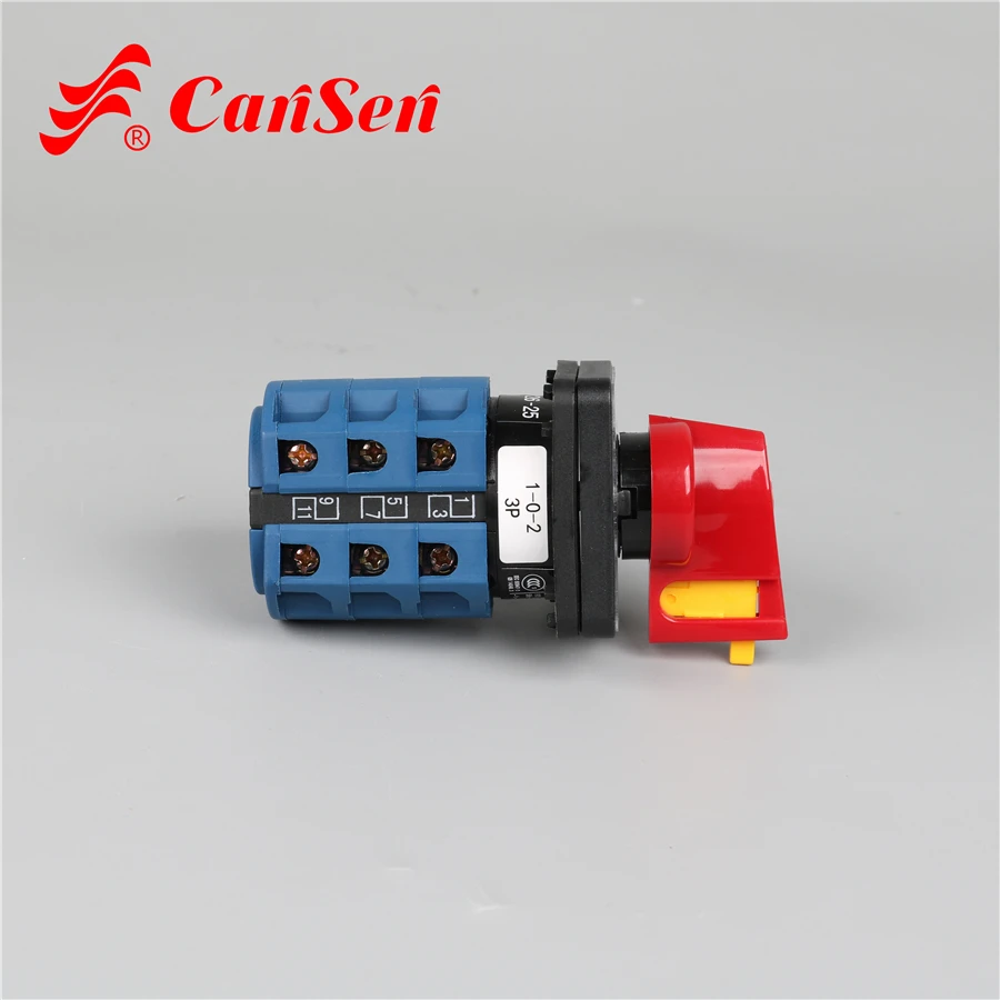 Cansen LW26-25 Changeover switch 1-0-2 3 pole single padlock lateral insertion control electrical machine welding machine