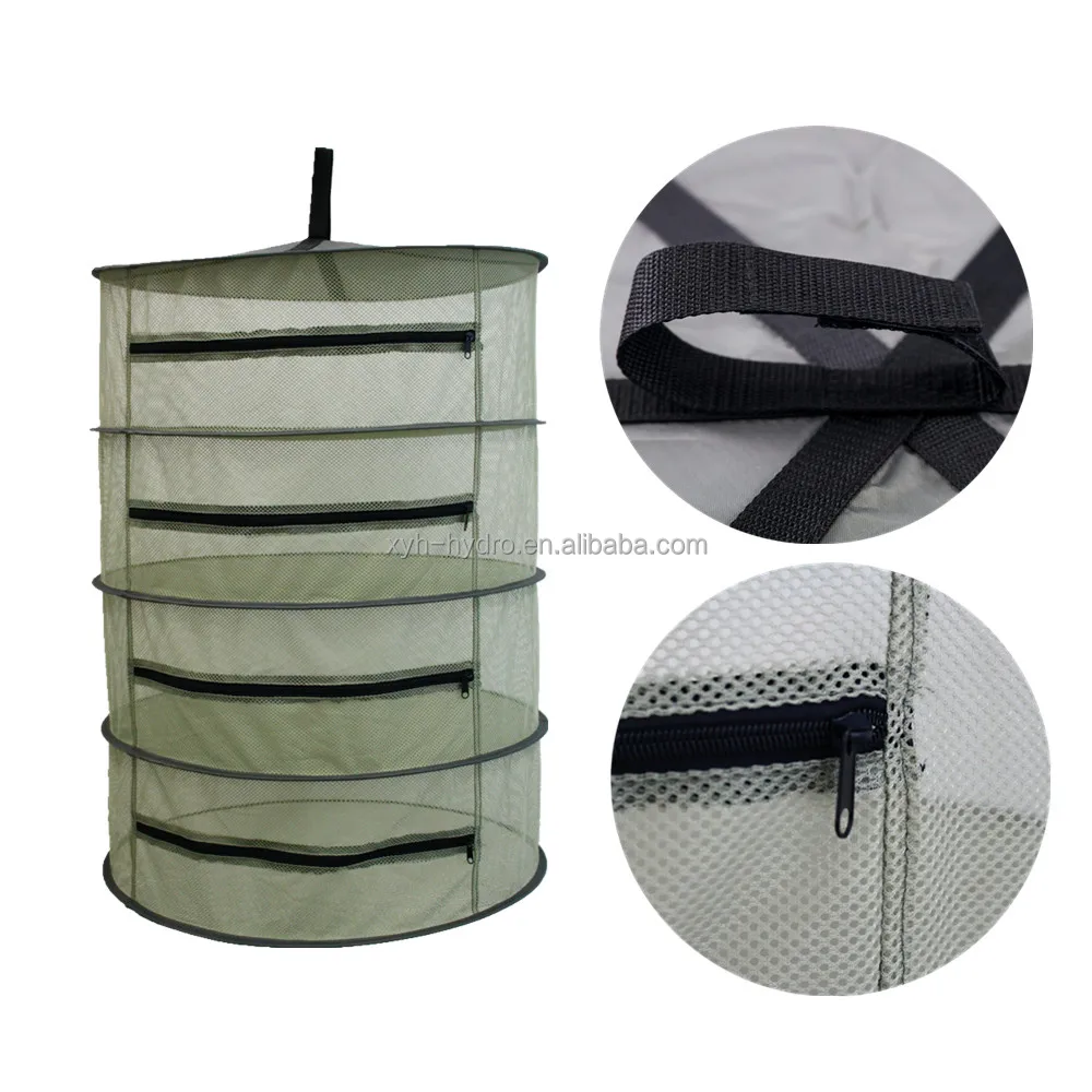 Amazon hot selling Zipper dry net grow tent drying racks/Hanging Round Mesh Herb Dry Net with zipper