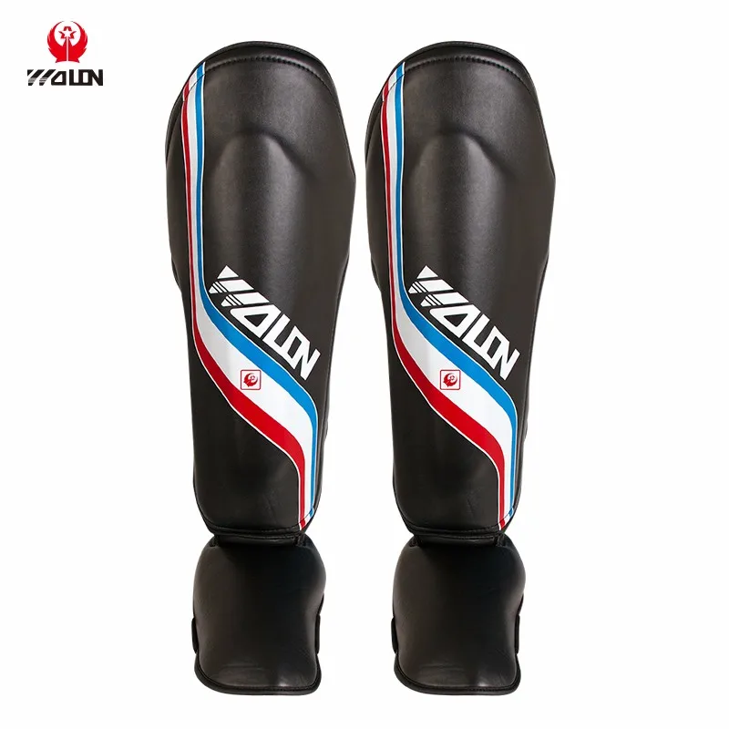 Boxing / MMA PU Leather Shin Pads Custom Muay Thai Kickboxing Leg protector customization foot guards