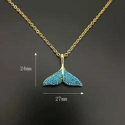 High Quality Blue Whale Tail Pendant Stainless Steel Fishtail Necklaces