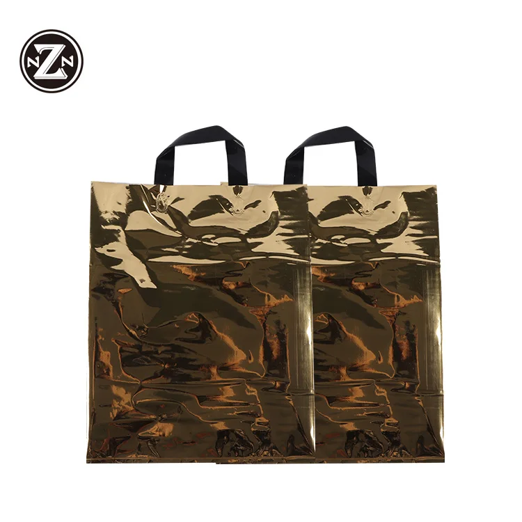 custom printed eco friendly gold plastic polythene punching pvc plastic shopping carry gift bag with handle