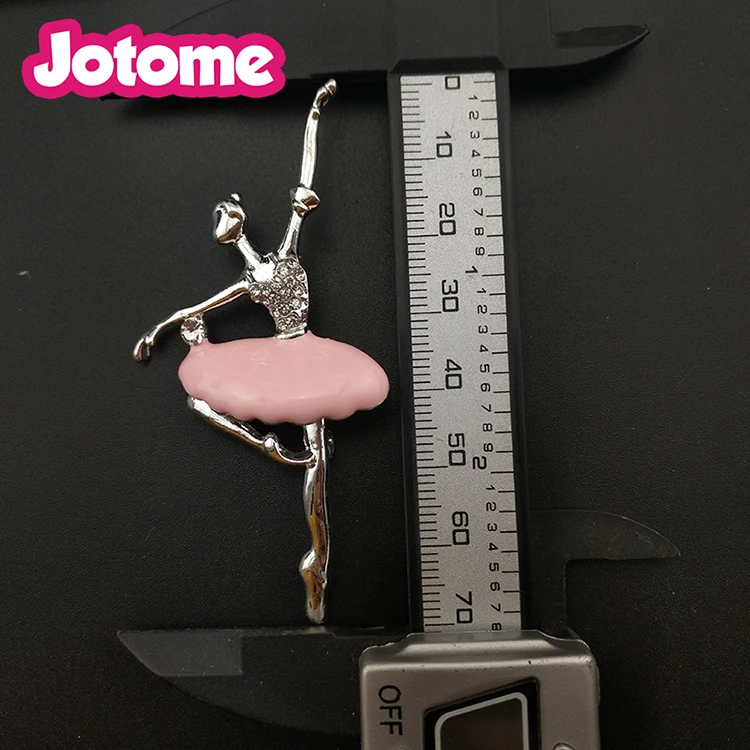 Pink Enamel Ballet Dancer Brooches Silver Tone Rhinestone Crystal Ballerinas Brooch Pin For Women