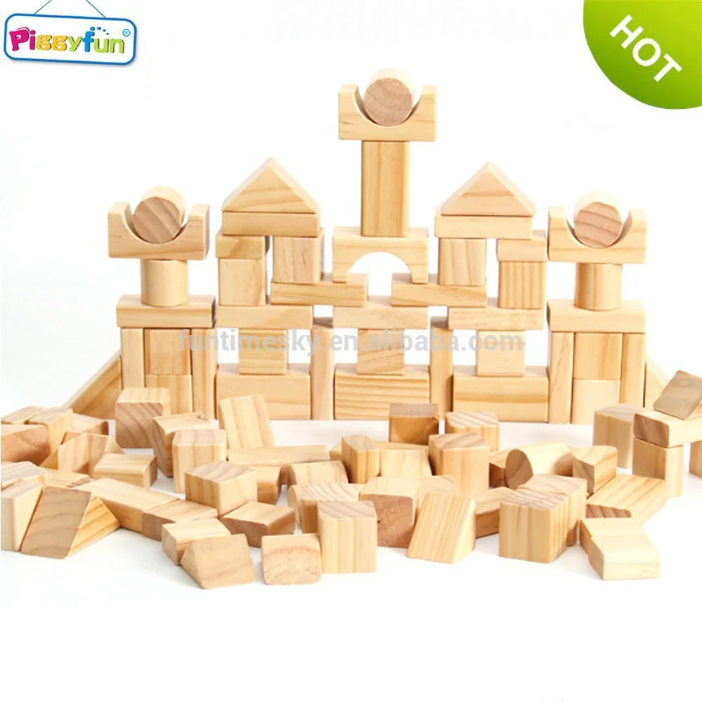 64piece educational children wooden building block wood toys set for kids